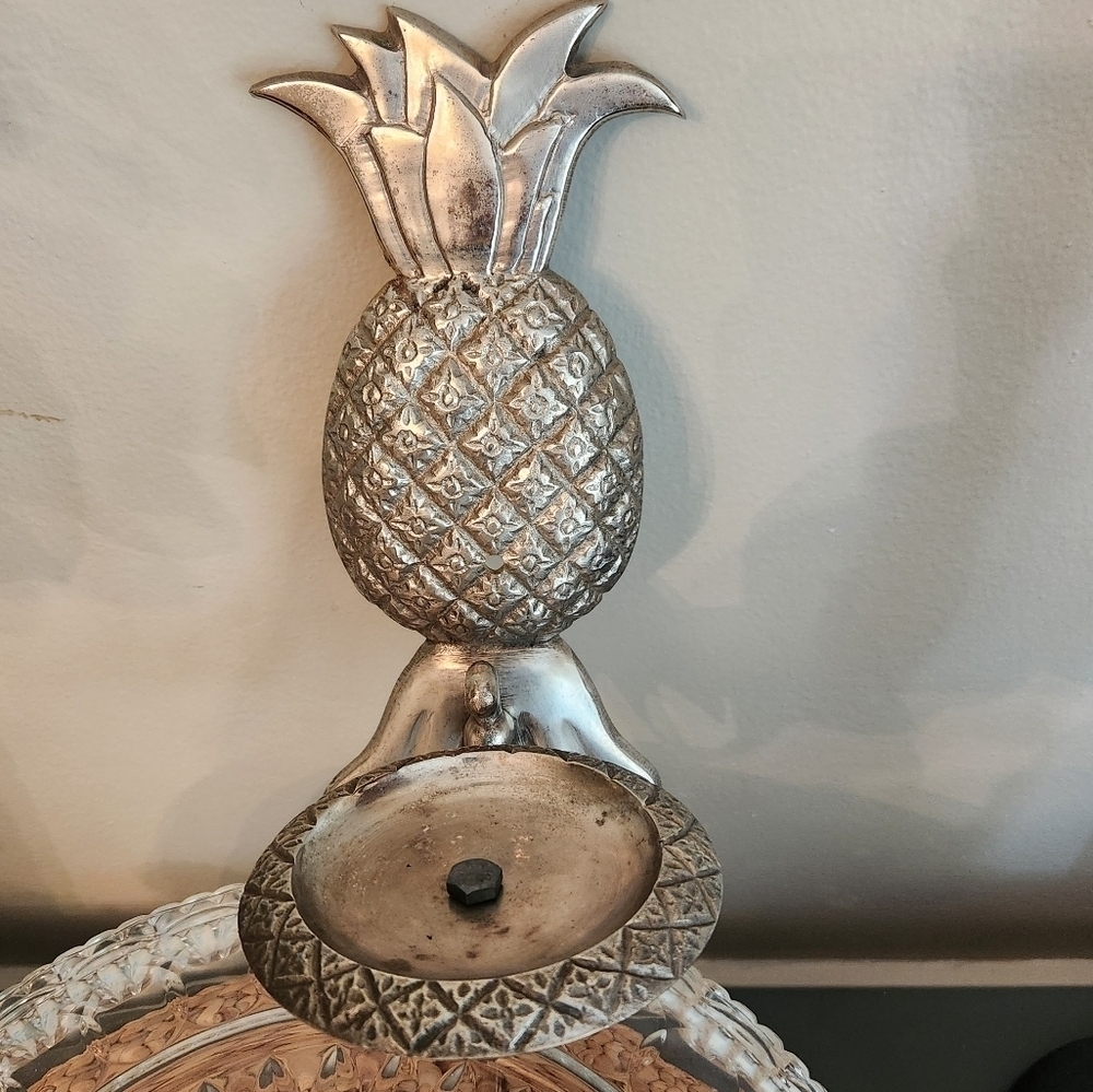 🍍Vintage Heavy Metal Pineapple‎ 🕯 Candle Sconce Pewter - Picture 9 of 11